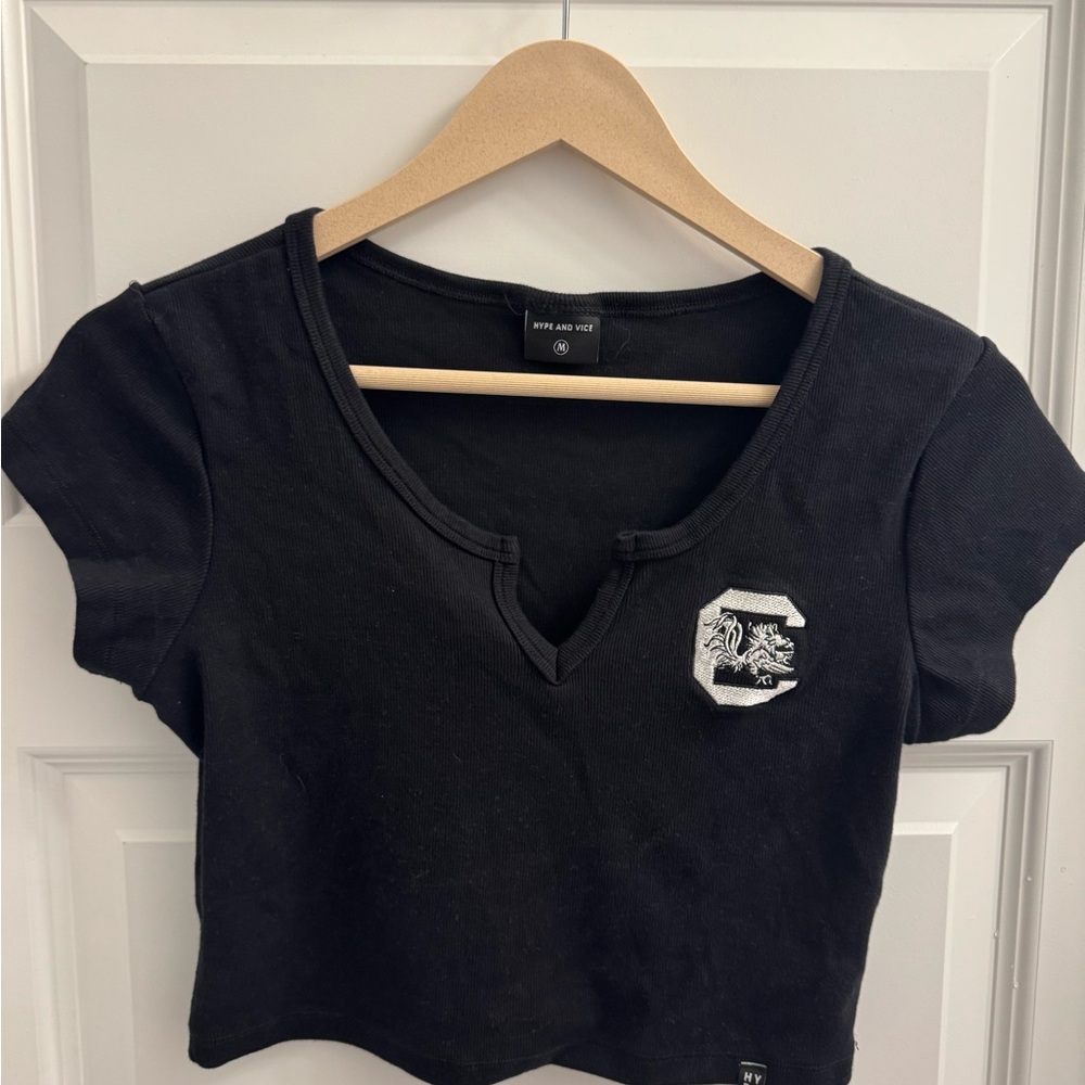 Hype and Vice South Carolina Gamecocks Black Cropped Top